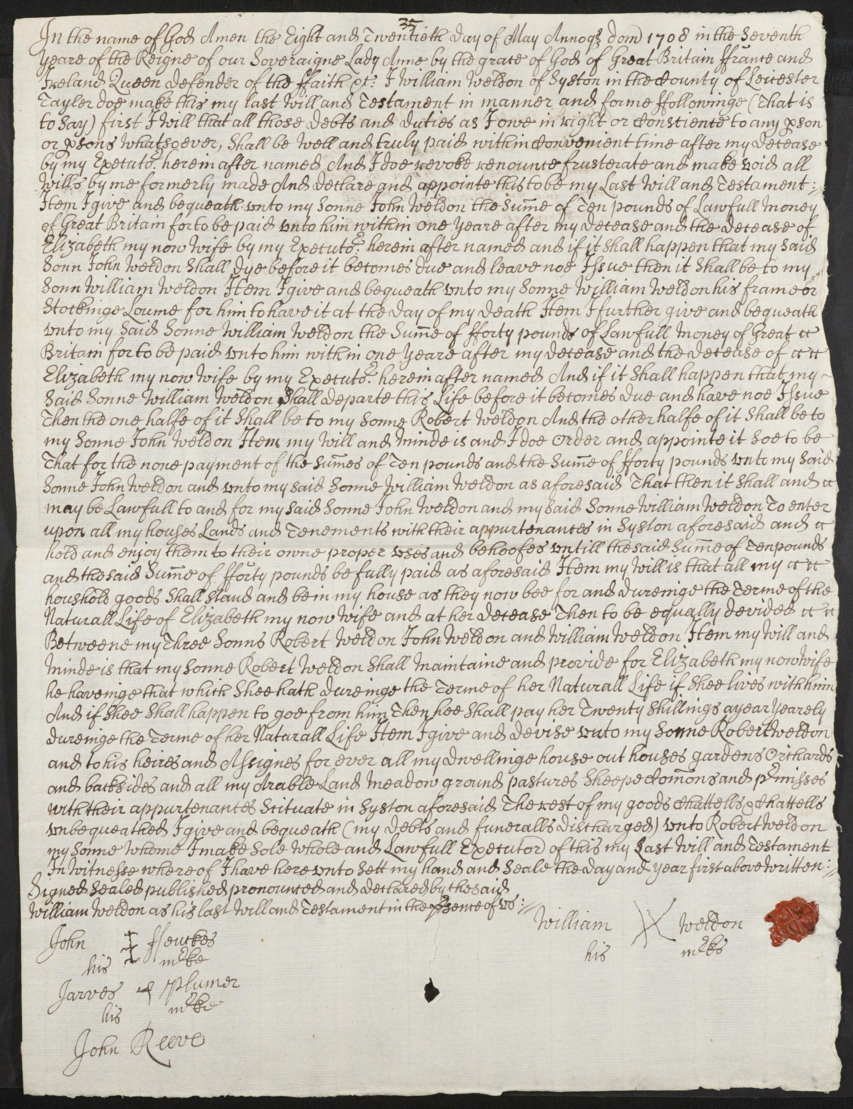 William's will of 1708